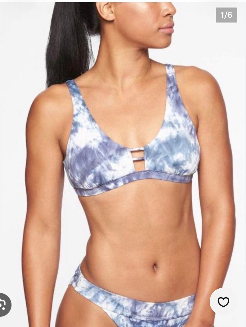 Athleta Tulum Ladder Bikini Set Blue White Tie Dye Size Medium